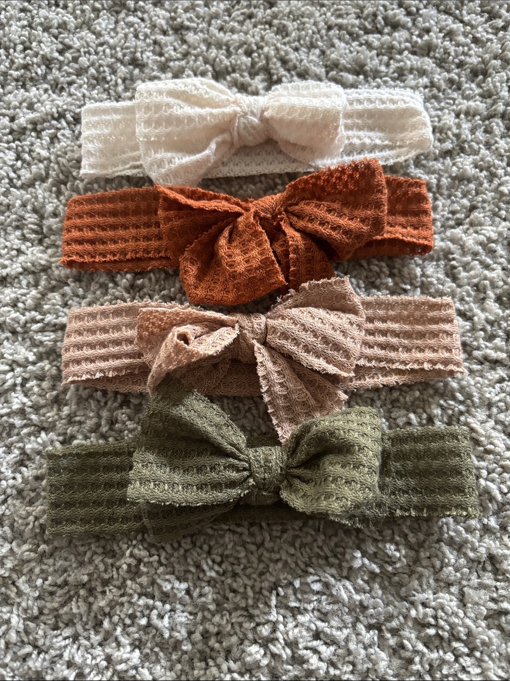 Soft Knit Bow Headbands for Kids – Cream, Rust, Blush, Olive